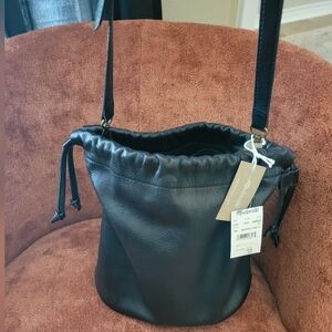 Madewell Black Leather Bucket Bag